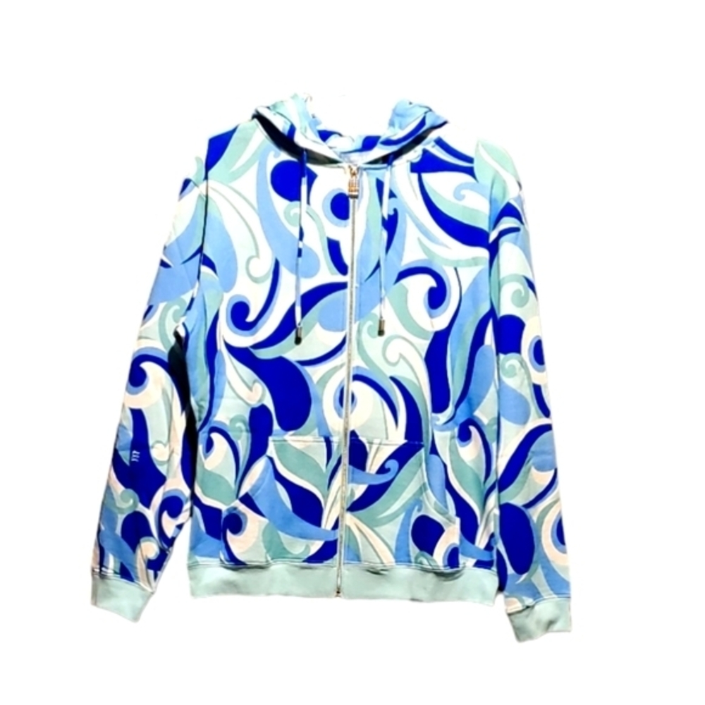 Hill House Kaleidoscope The Allie ZipUp Blue Green Jacket Hoodie‎ Small NWT